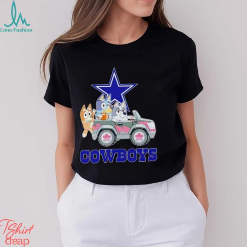 Bluey Bingo and Muffin in the car Dallas Cowboys NFL 2024 shirt