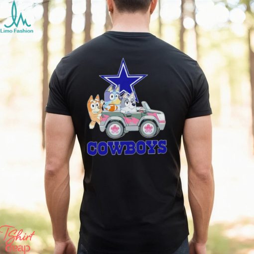 Bluey Bingo and Muffin in the car Dallas Cowboys NFL 2024 shirt