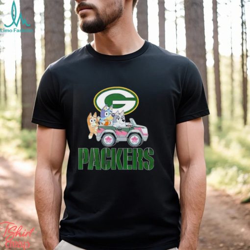 Bluey Bingo and Muffin in the car Green Bay Packers NFL 2024 shirt