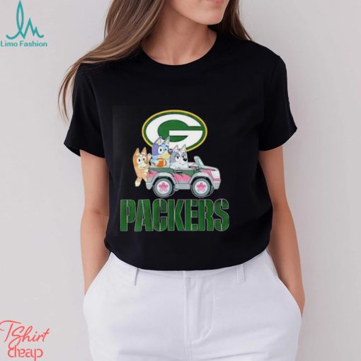 Bluey Bingo and Muffin in the car Green Bay Packers NFL 2024 shirt