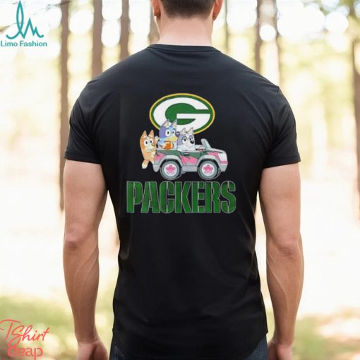 Bluey Bingo and Muffin in the car Green Bay Packers NFL 2024 shirt