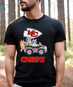 Bluey Bingo and Muffin in the car Kansas City Chiefs NFL 2024 shirt