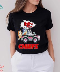 Bluey Bingo and Muffin in the car Kansas City Chiefs NFL 2024 shirt