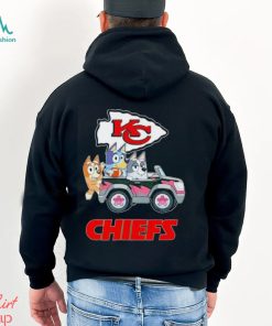 Bluey Bingo and Muffin in the car Kansas City Chiefs NFL 2024 shirt