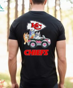 Bluey Bingo and Muffin in the car Kansas City Chiefs NFL 2024 shirt