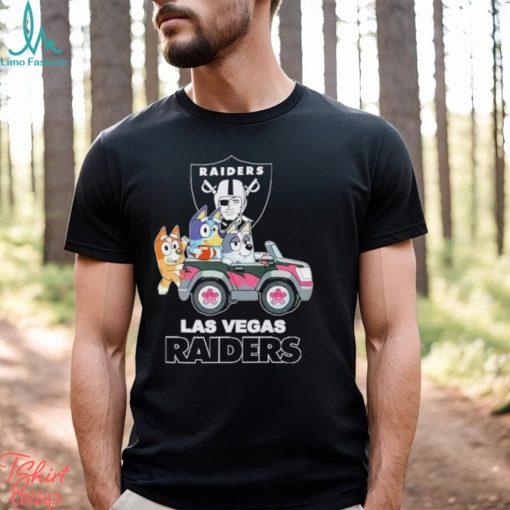 Bluey Bingo and Muffin in the car Las Vegas Raiders NFL 2024 shirt