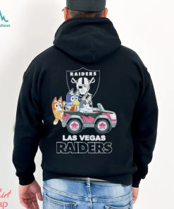 Bluey Bingo and Muffin in the car Las Vegas Raiders NFL 2024 shirt