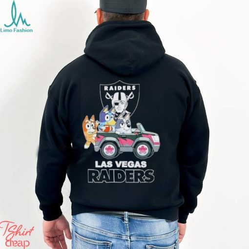 Bluey Bingo and Muffin in the car Las Vegas Raiders NFL 2024 shirt