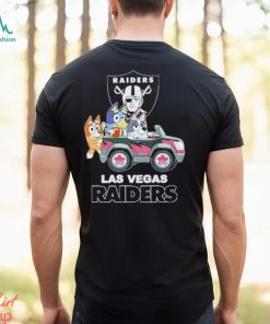 Bluey Bingo and Muffin in the car Las Vegas Raiders NFL 2024 shirt