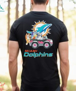 Bluey Bingo and Muffin in the car Miami Dolphins NFL 2024 shirt