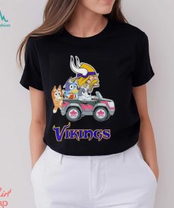 Bluey Bingo and Muffin in the car Minnesota Vikings NFL 2024 shirt