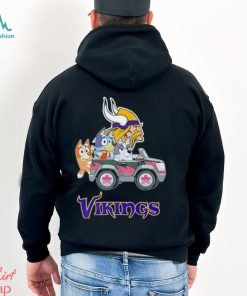 Bluey Bingo and Muffin in the car Minnesota Vikings NFL 2024 shirt