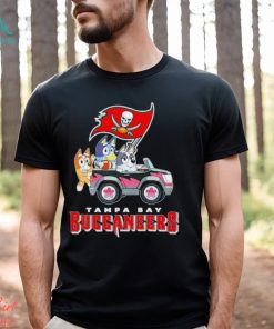 Bluey Bingo and Muffin in the car Tampa Bay Buccaneers NFL 2024 shirt