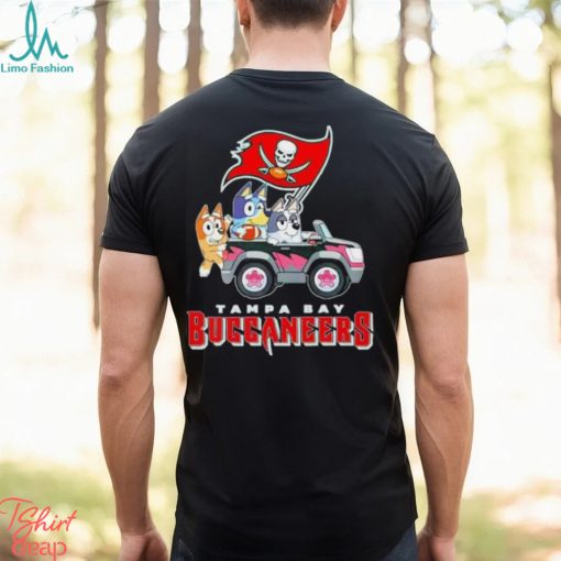 Bluey Bingo and Muffin in the car Tampa Bay Buccaneers NFL 2024 shirt