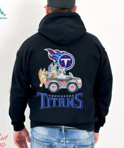 Bluey Bingo and Muffin in the car Tennessee Titans NFL 2024 shirt