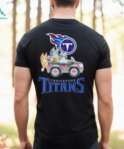 Bluey Bingo and Muffin in the car Tennessee Titans NFL 2024 shirt