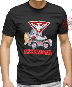 Bluey fun in the car Essendon shirt