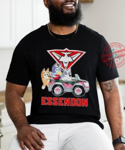 Bluey fun in the car Essendon shirt