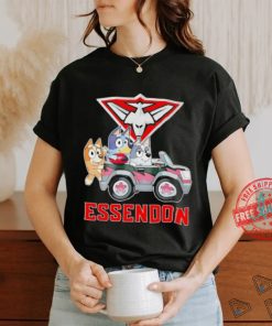 Bluey fun in the car Essendon shirt