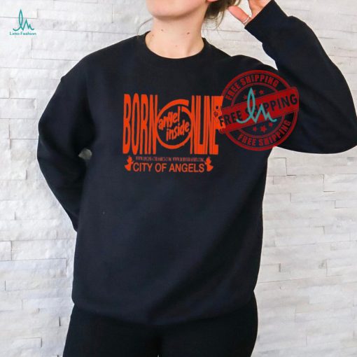 Born X Raised + Online Ceramics Angel Inside Born Line City Of Angels Shirt