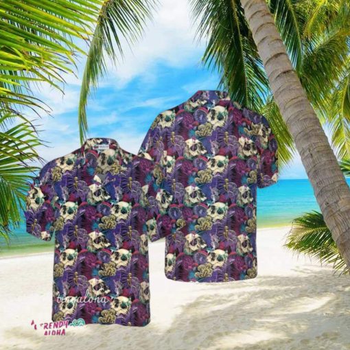 Bright Magic Psychedelic Mushrooms And Skulls Hawaiian Shirt