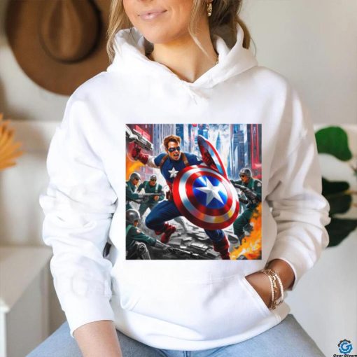 Captain america in action shirt