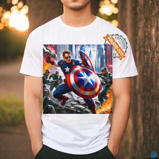 Captain america in action shirt