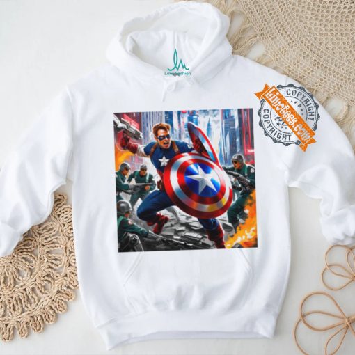 Captain america in action shirt
