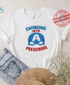 Captain america swinging into preschool shirt