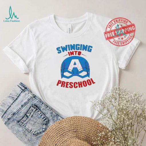 Captain america swinging into preschool shirt