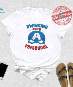 Captain america swinging into preschool shirt
