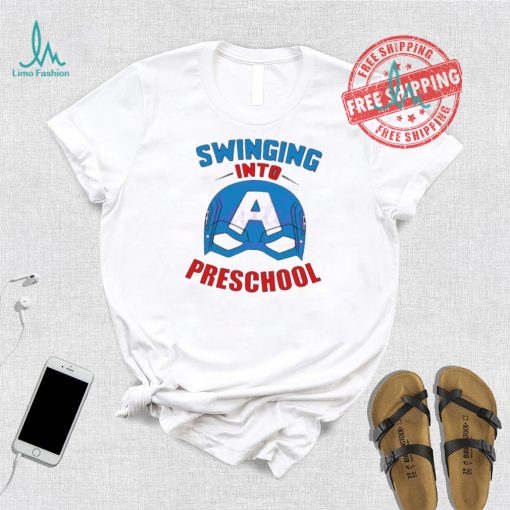 Captain america swinging into preschool shirt