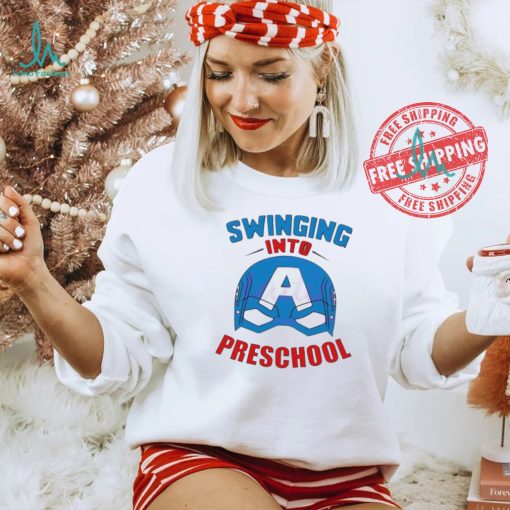 Captain america swinging into preschool shirt