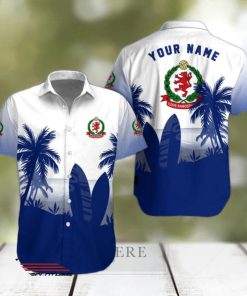 Cove Rangers FC Palm Tree Surfboard Personalized Name Button Shirt