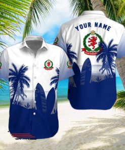 Cove Rangers FC Palm Tree Surfboard Personalized Name Button Shirt