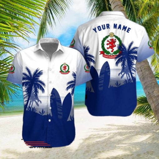 Cove Rangers FC Palm Tree Surfboard Personalized Name Button Shirt