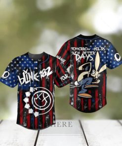 Custom Name And Number Blink 182 American Flag Baseball Jersey Shirt