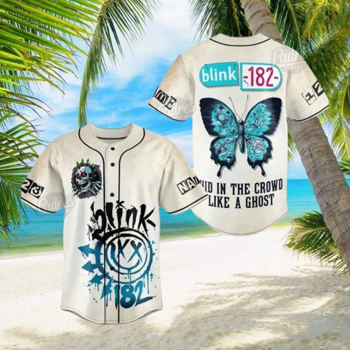 Custom Name And Number Blink 182 Butterfly Baseball Jersey Shirt