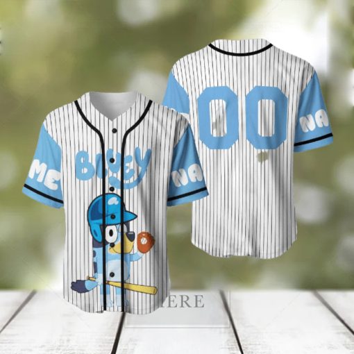 Custom Name And Number Bluey Dad Cartoon Baseball Jersey Shirt