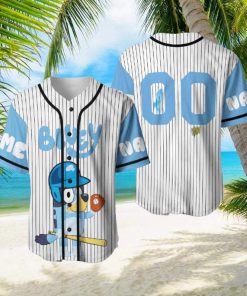 Custom Name And Number Bluey Dad Cartoon Baseball Jersey Shirt