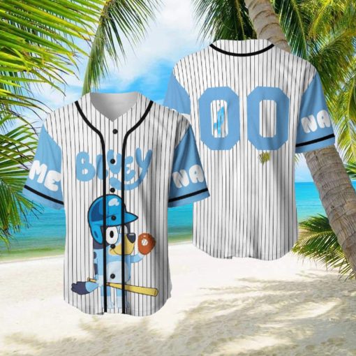 Custom Name And Number Bluey Dad Cartoon Baseball Jersey Shirt