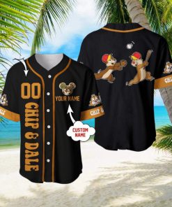 Custom Name And Number Chip & Dale Chipmunk Black Disney Baseball Jersey Shirt