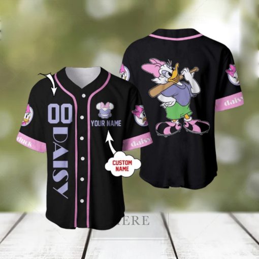 Custom Name And Number Daisy Duck Black Purple Disney Baseball Jersey Shirt