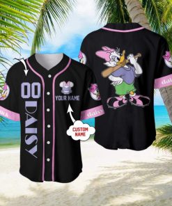 Custom Name And Number Daisy Duck Black Purple Disney Baseball Jersey Shirt