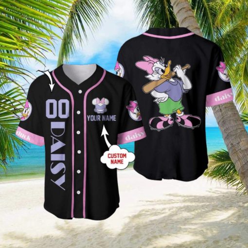 Custom Name And Number Daisy Duck Black Purple Disney Baseball Jersey Shirt