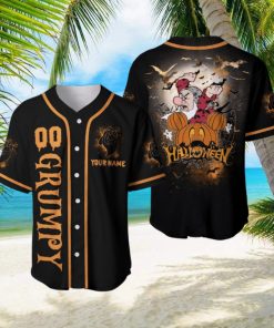 Custom Name And Number Halloween Grumpy Baseball Jersey Shirt