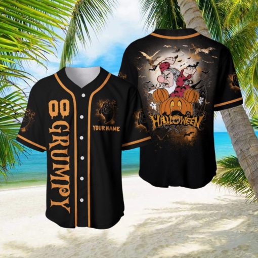 Custom Name And Number Halloween Grumpy Baseball Jersey Shirt