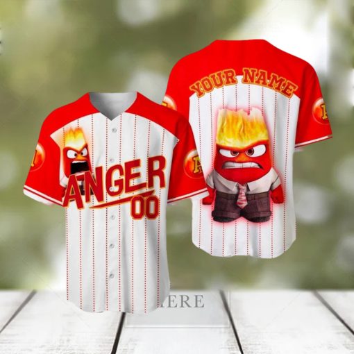 Custom Name And Number Inside Out Anger Baseball Jersey Shirt