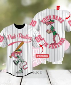 Custom Name And Number Pink Panther Baseball Jersey Shirt