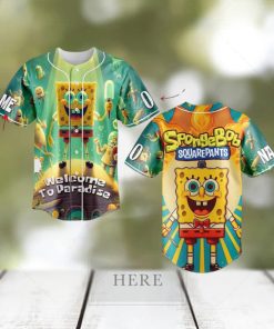 Custom Name And Number Spongebob Squarepants Cartoon Baseball Jersey